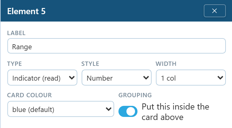 The card colour dropdown and the put this inside the card above toggle, switched on